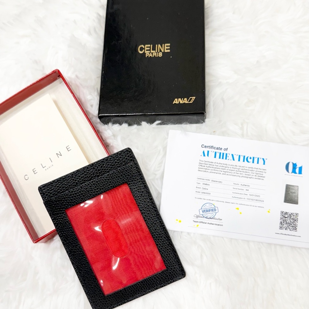 NEW UNISEX Celine Black Textured Card Holder